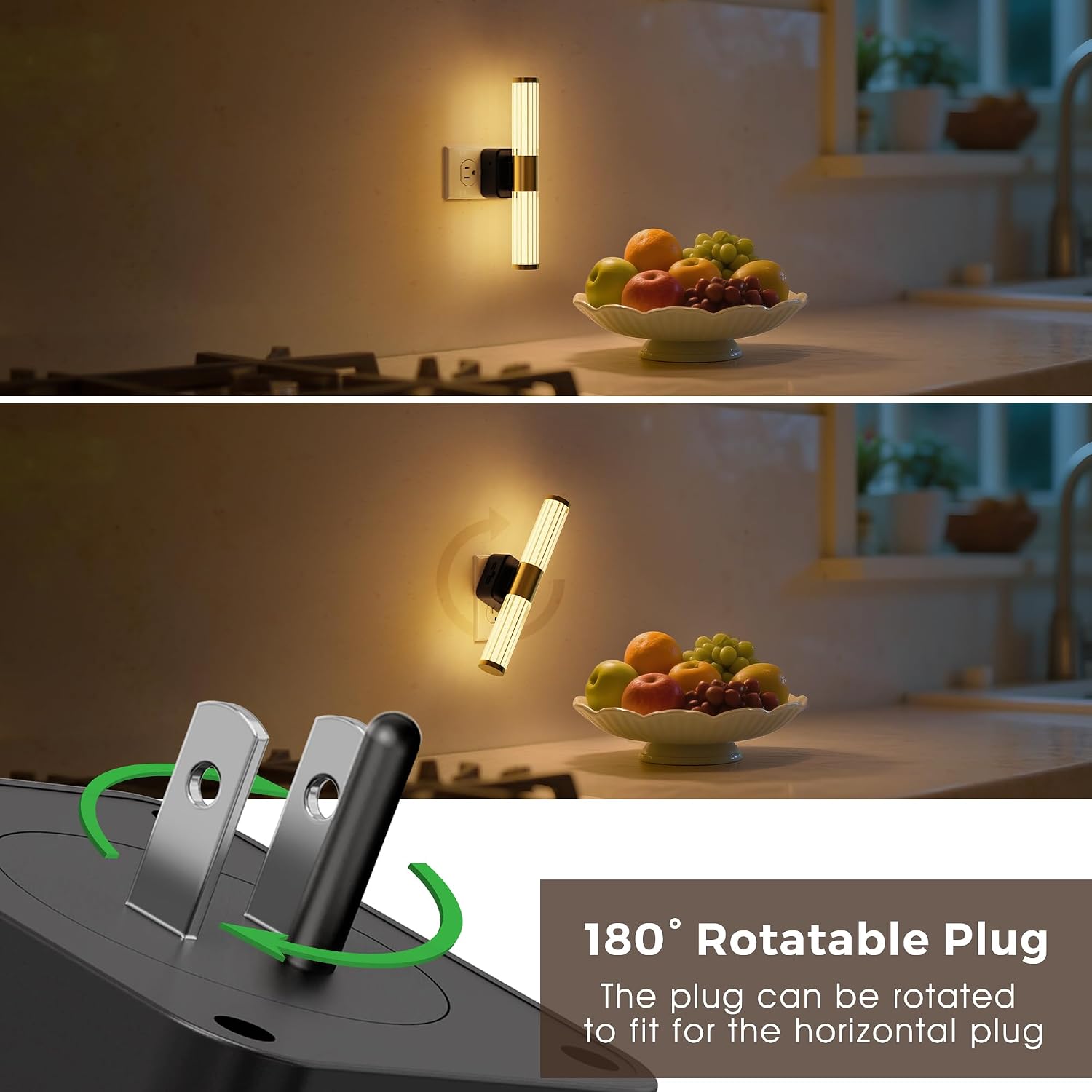 L LOHAS LED Rotating Night Light, Night Lights Plug into Wall, Auto Nightlight Dimmable 100LM, Light Sensor, 3000K Soft Light, LED…