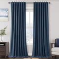 Nanspring Denim Blue 100% Blackout Linen Curtains for Bedroom 102 Inches Long Back Tab Thermal Insulated Modern Farmhouse Decor Black Out C…