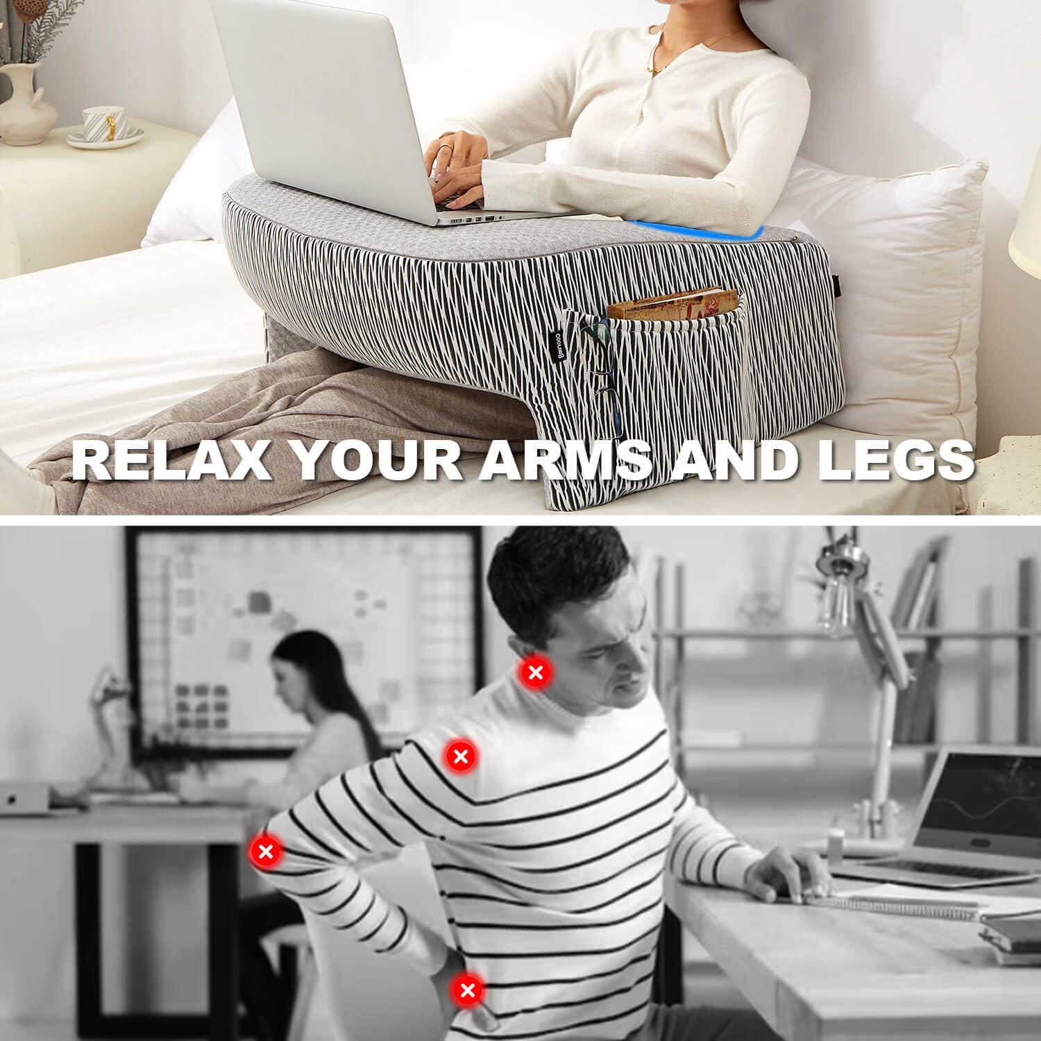 cooloo8 Reading Pillow for Lap, Extra Large Arm Rest Pillow for Adult, Memory Foam Lap Desk Pillow for Reading, Working, Crocheting…