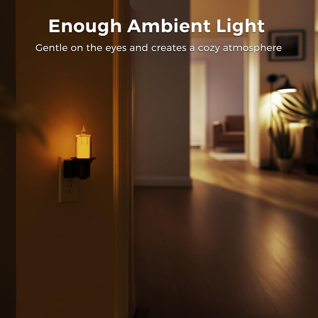 L LOHAS LED Night Light, 2Pack Transparent Candle Night Lights Plug into Wall, Amber Nightlight with Light Sensor, Flameless Fake…