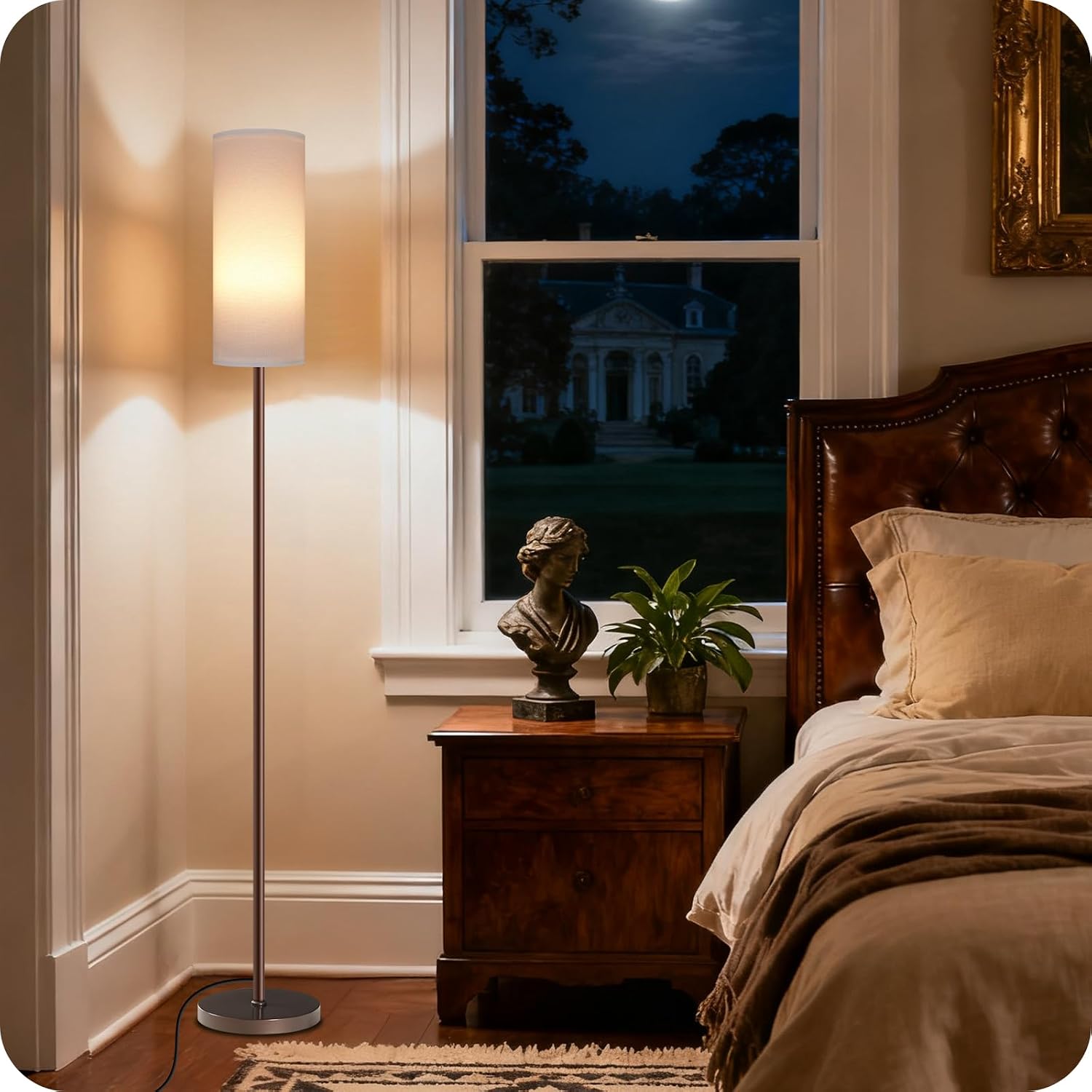 Dimmable Floor Lamps for Living Room with Remote and Foot Switch, 64.4” Modern Standing Tall Lamp, Corner Lamp for Bedroom, Bulb…