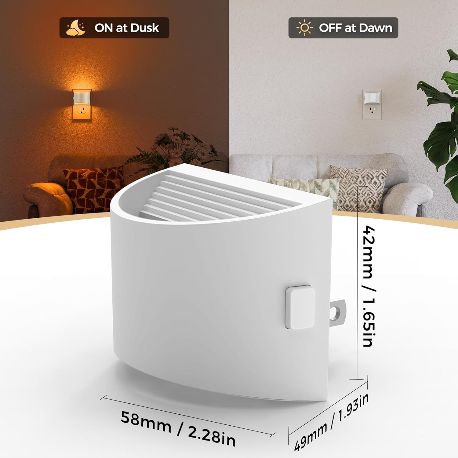 DORESshop LED Night Light[2 Pack], White Night Lights Plug into Wall, 3 Level Brightness Adjustable Plug in Night Light, Dusk to Dawn…