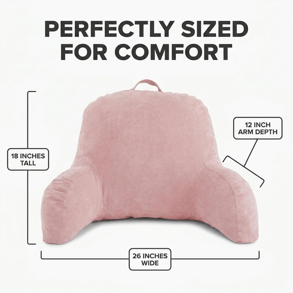 Deluxe Comfort Microsuede Bed Rest - Backrest Pillow with Arms - Bed Rest Pillow - Reading Bedrest Lounger - Sitting Support Pillow - Soft…