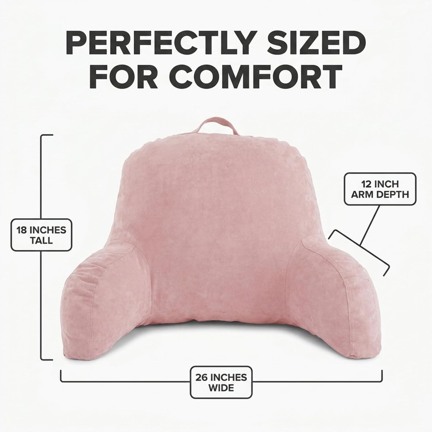 Deluxe Comfort Microsuede Bed Rest - Backrest Pillow with Arms - Bed Rest Pillow - Reading Bedrest Lounger - Sitting Support Pillow - Soft…