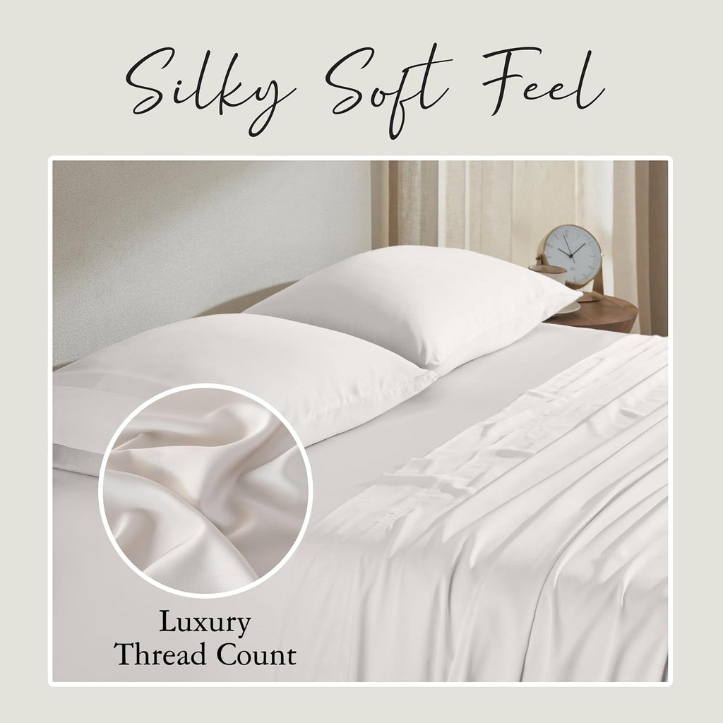 KARISSA MAE 6 Piece Pure Viscose from Bamboo Queen Size Sheet Set | 100% FSC Certified | Luxuriously Soft | Cooling | 18" Deep Pocket…