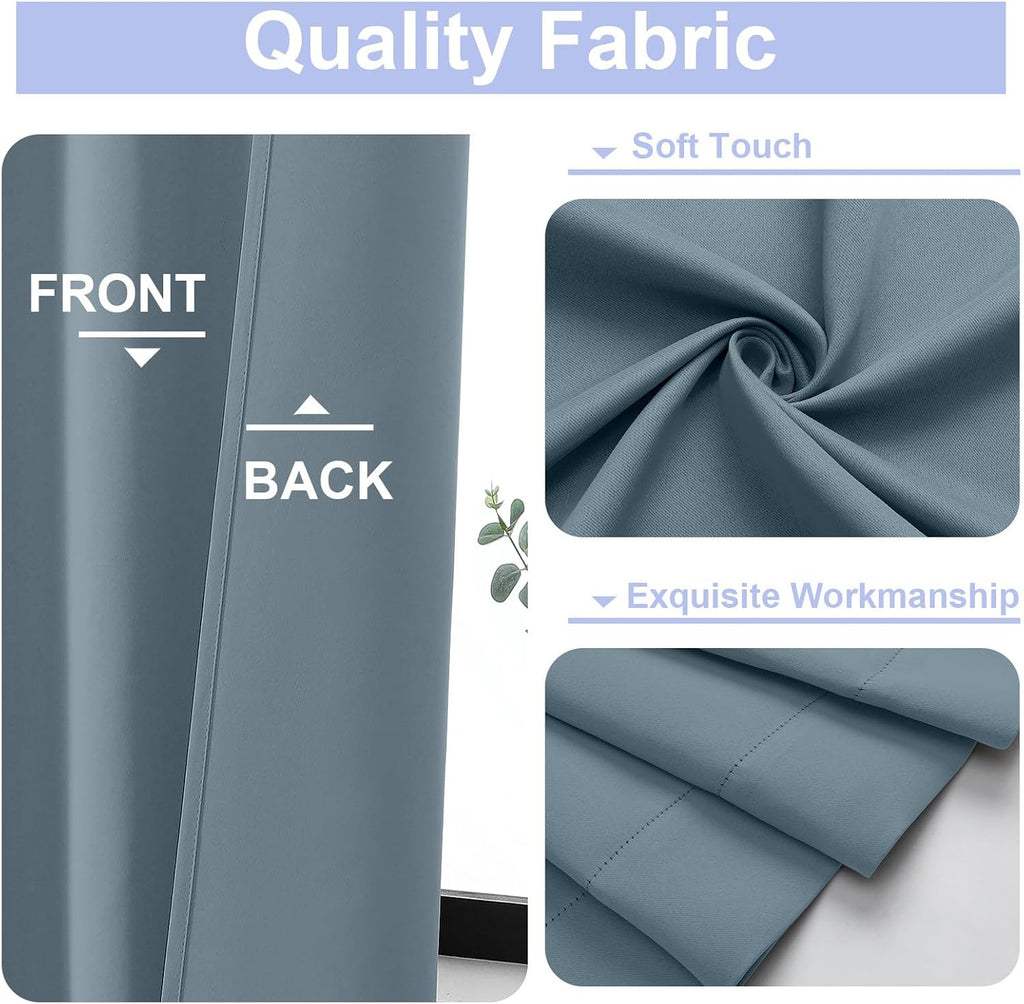 Simplebrand Blackout Extra 10ft Curtains for Patio 120 Inches Long 2 Panels Set, Solid Thermal Insulated Energy Saving Rod Pocket Window Tr…