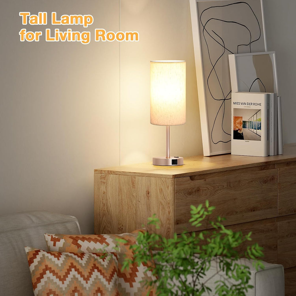 Dicoool Touch Bedside Table Lamp with USB - 3 Way Dimmable Lamp for Bedroom Nightstand, Desk Lamp with Charging Station for Dorm, Office…