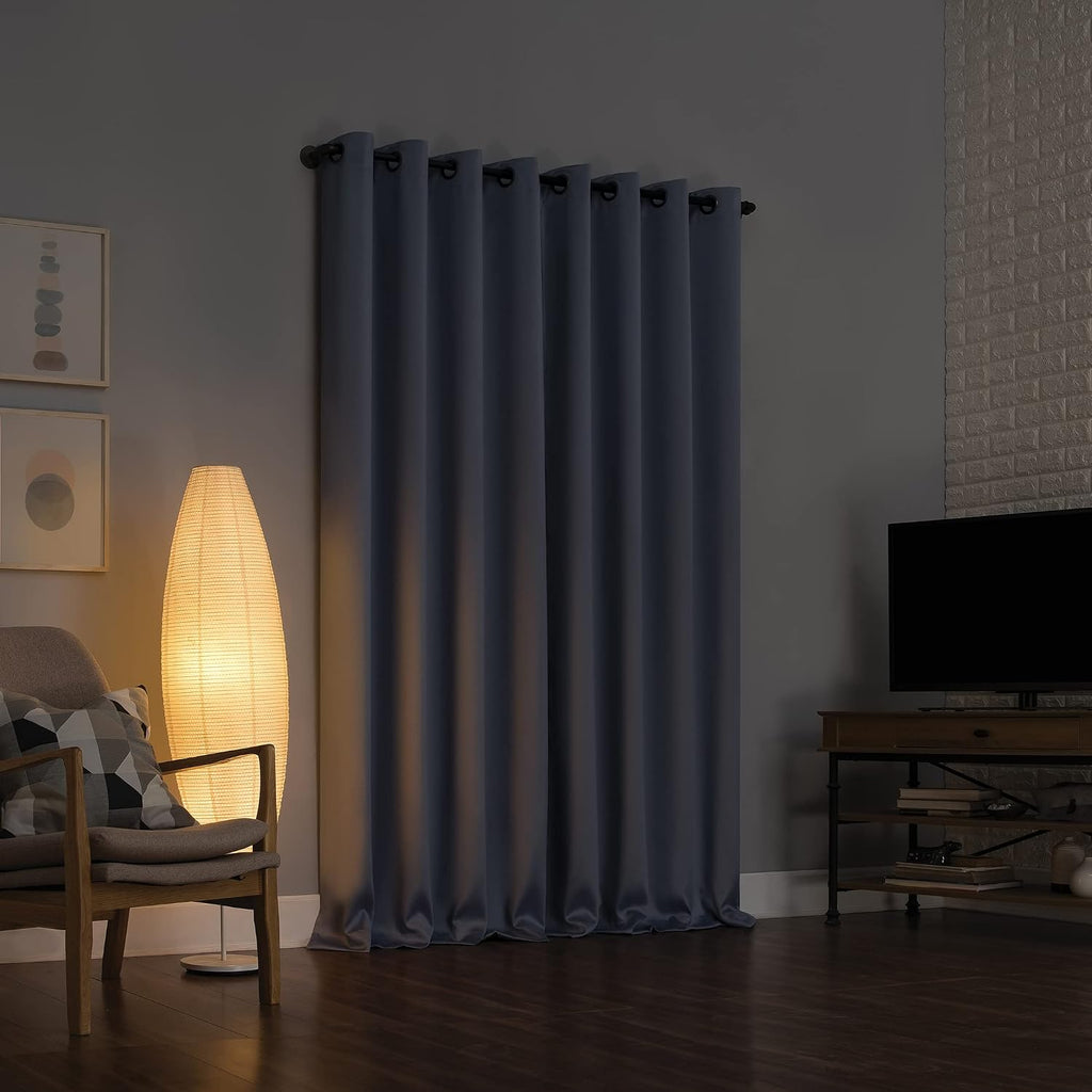 Sun Zero Nordic 2-pack Theater Grade Extreme 100% Blackout Grommet Curtain Panel Pair, 52" x 63", Haze