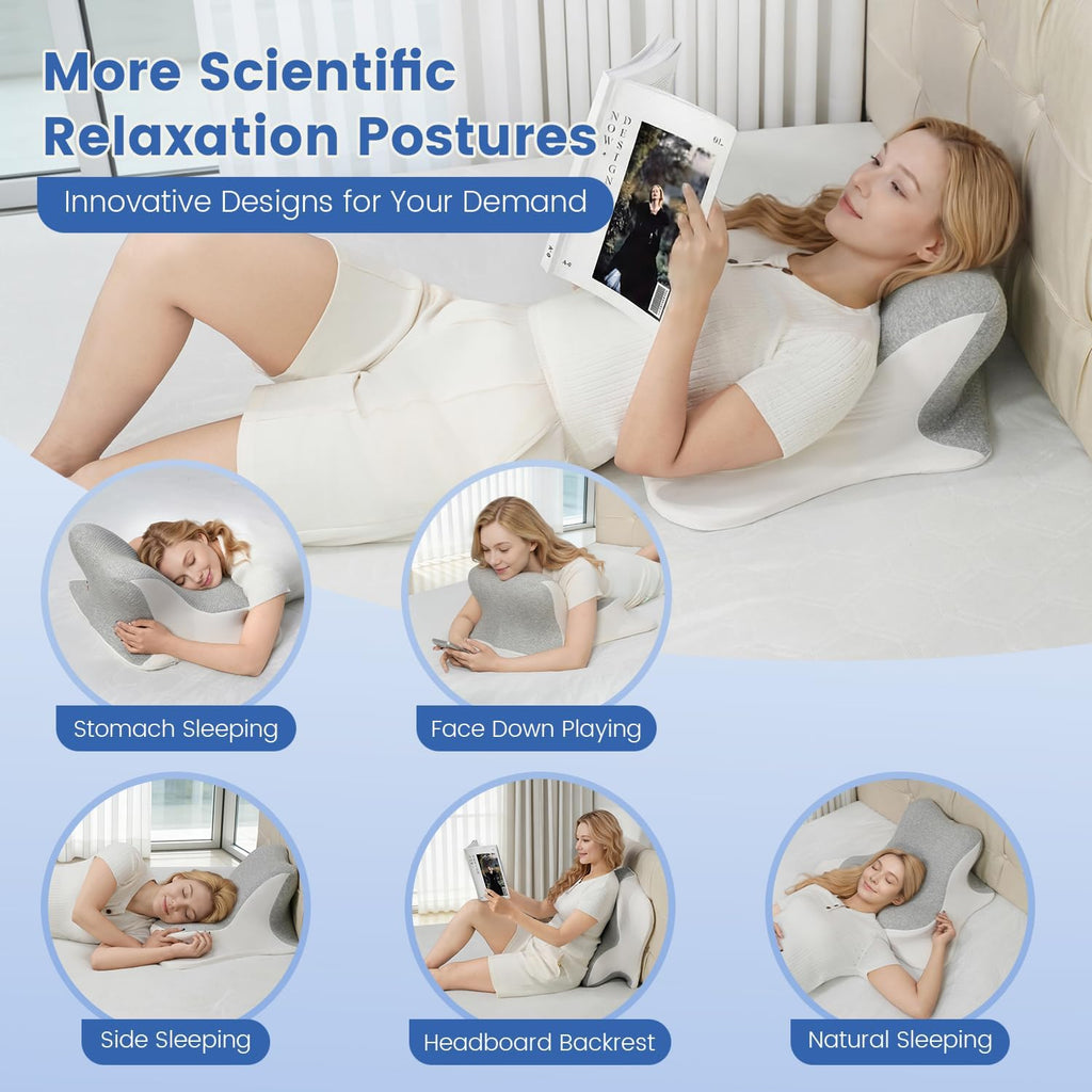 ONGFNFN Reading Pillow for Bed, Ergonomic Memory Foam Bed Wedge Pillow for Headboard, Lying, Leaning and Prone, Chin & Back Support…
