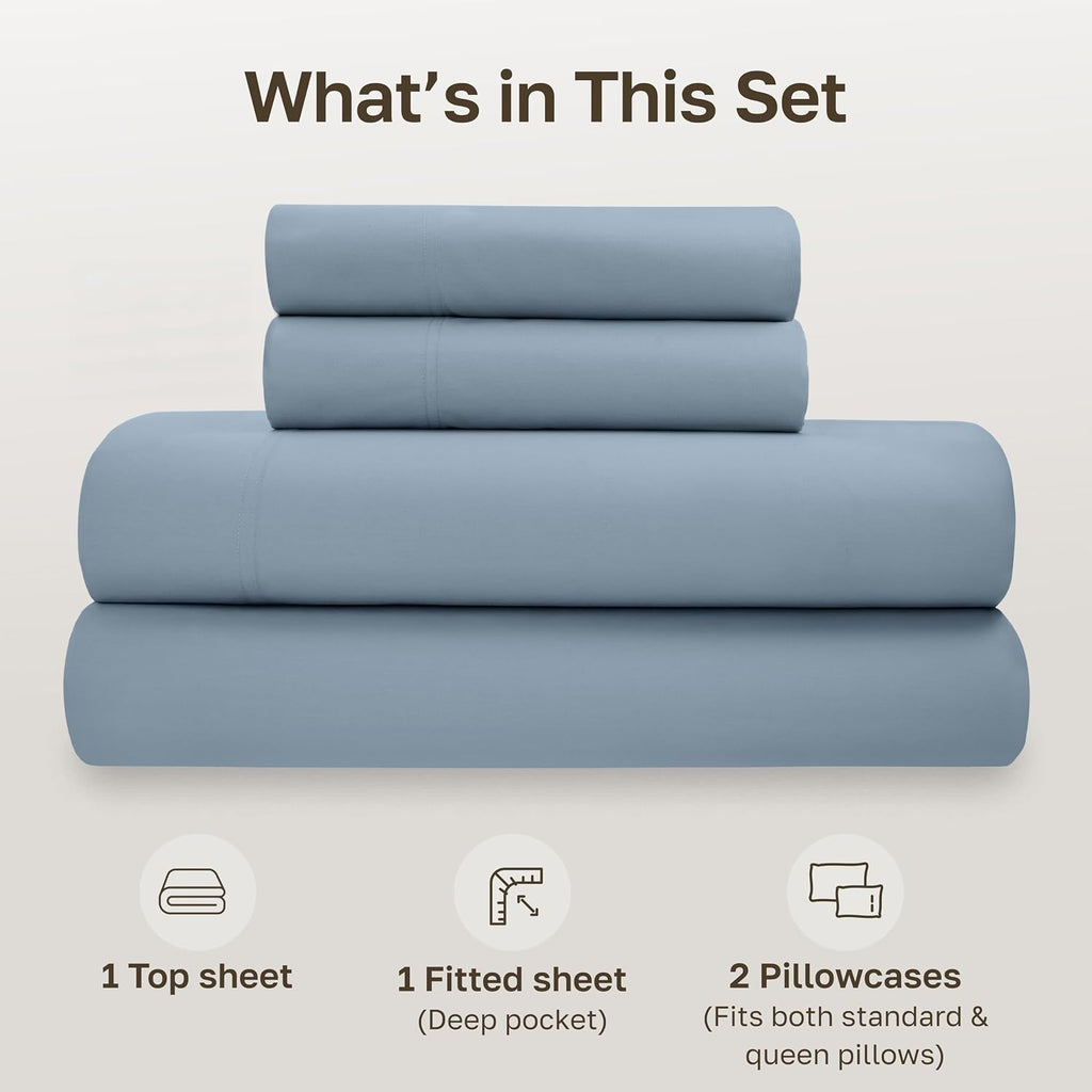 CaliforniaDesignDen California Design Den Soft 100% Organic Sheets Full Size Bed Set with Deep Pockets - Crisp Percale Sheets, Breathable a…