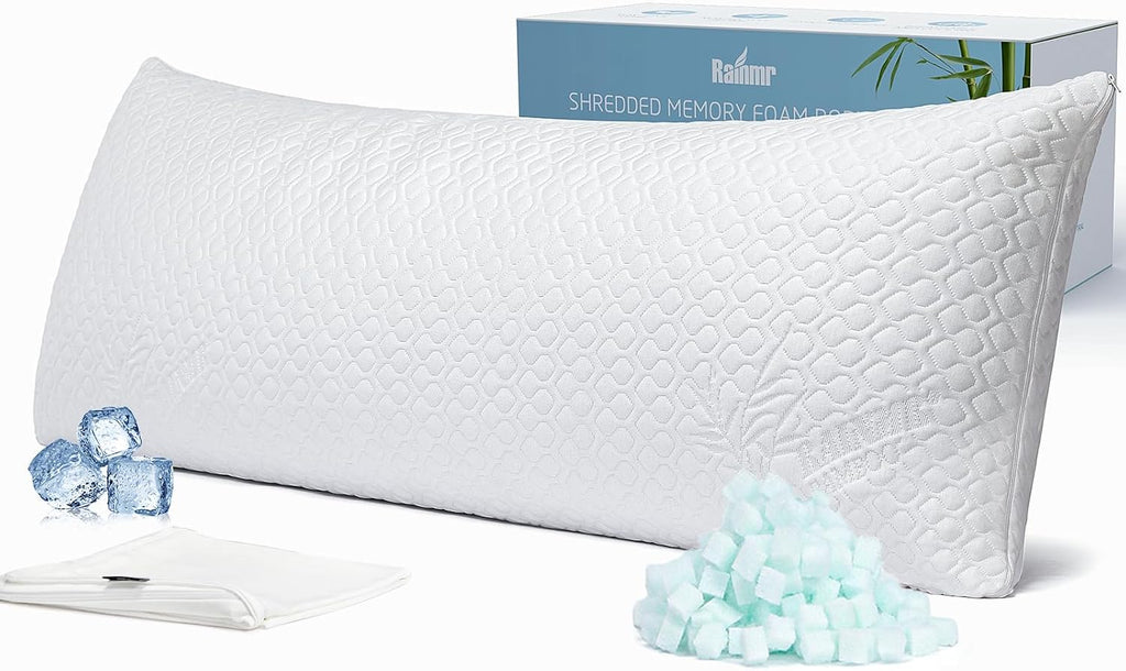 Rainmr Firm Memory Foam Body Pillow for Adults, Cooling & Adjustable Full Body Pillow with Dual Pillowcases for Side Sleepers and Hot…