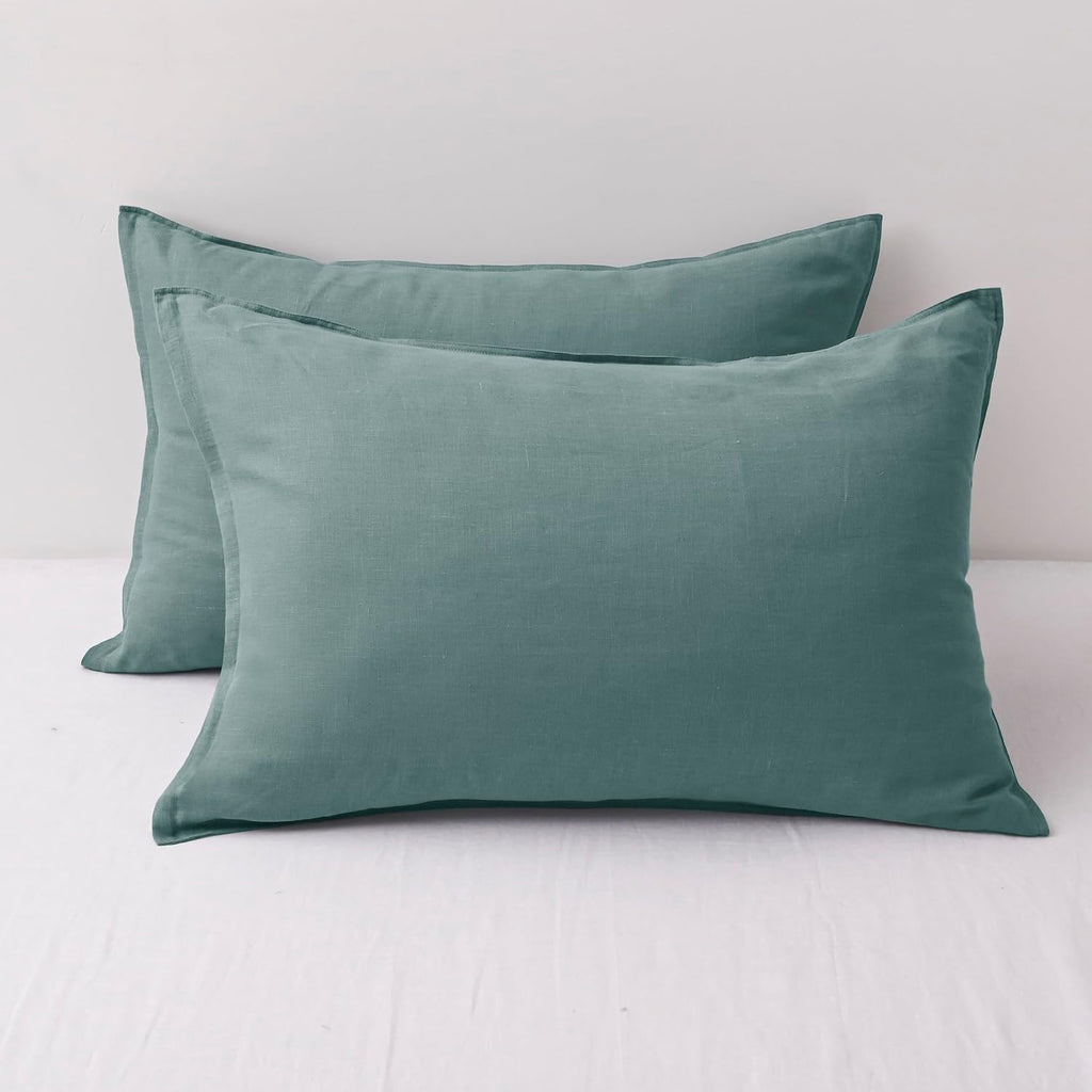 Chuffed Linen Pillowcases 2 Pack 100% Linen Standard Pillow Cases, Breathable and Cooling Washed Pillowshams with Zipper Closure, 20x30 Inc…
