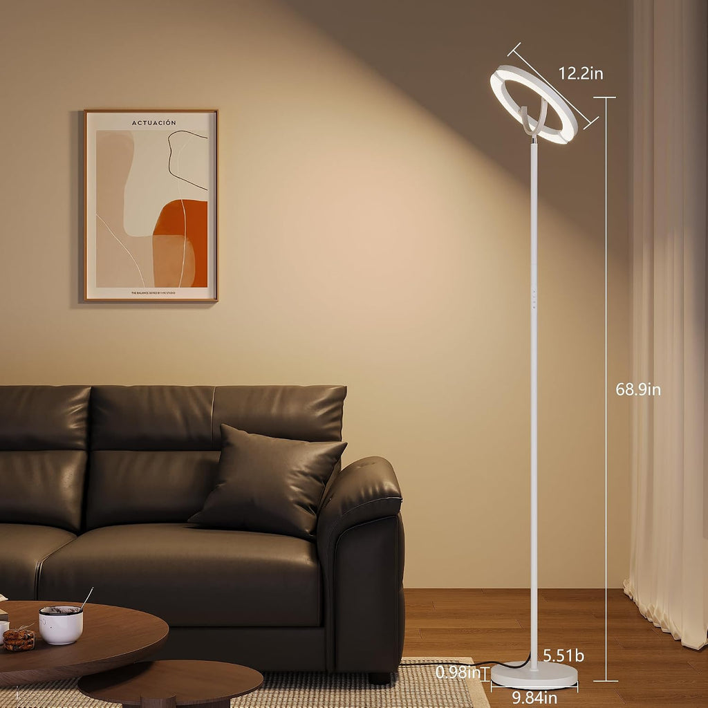 SIBRILLE 30W LED Floor Lamp, 350° Rotating Reading Standing Lamp with Remote Control, Stepless Dimmable 3000K-6500K Modern Tall Lamp for…