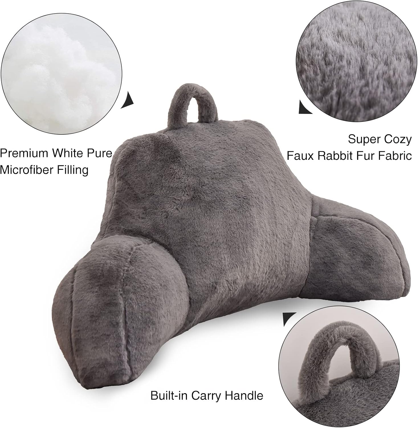 Aimuan Reading Pillow Bed Rest Wedge Large Adult Backrest Pillow with Arms Back Support for Sitting Up in Bed Cushion Incline Rest…