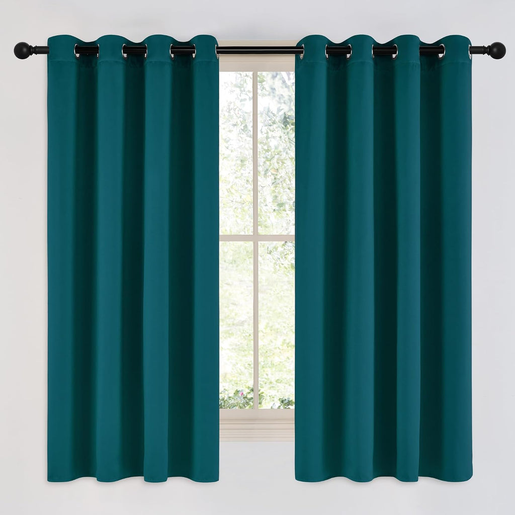 Nicetown Faux Silk Teal Curtains & Drapes for Bedroom, Grommet Top Thermal Insulated Room Darkening Energy Saving Privacy Drapes for Nurser…