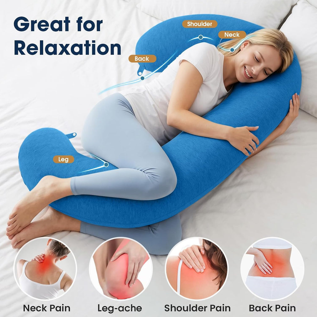 TranquilRelax TranquilRelax C Shaped Body Pillow for Side Sleepers, Memory Foam Long Pillow for Leg, Hip & Back Support, Soft Washab…