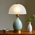 Table Lamps Ceramic Retro Lamp for Living Room,16.73" Modern Bedside Nightstand Traditional Lamps, Classic Chinoiserie Green Glass Lamp…