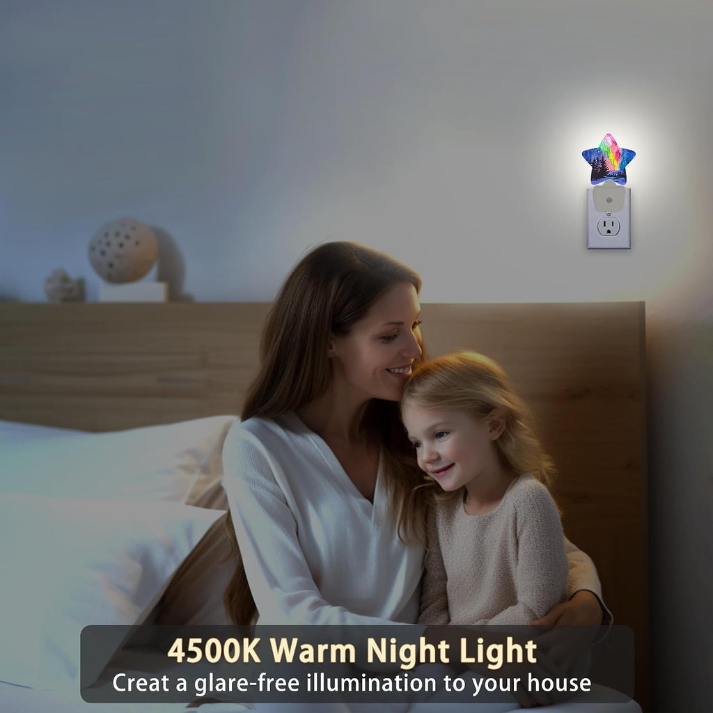 Northern Lights Night Light Plug-in Dusk to Dawn Smart Sensor White Led Nightlight for Bedroom Bathroom Kitchen Hallway Stairs Energy…