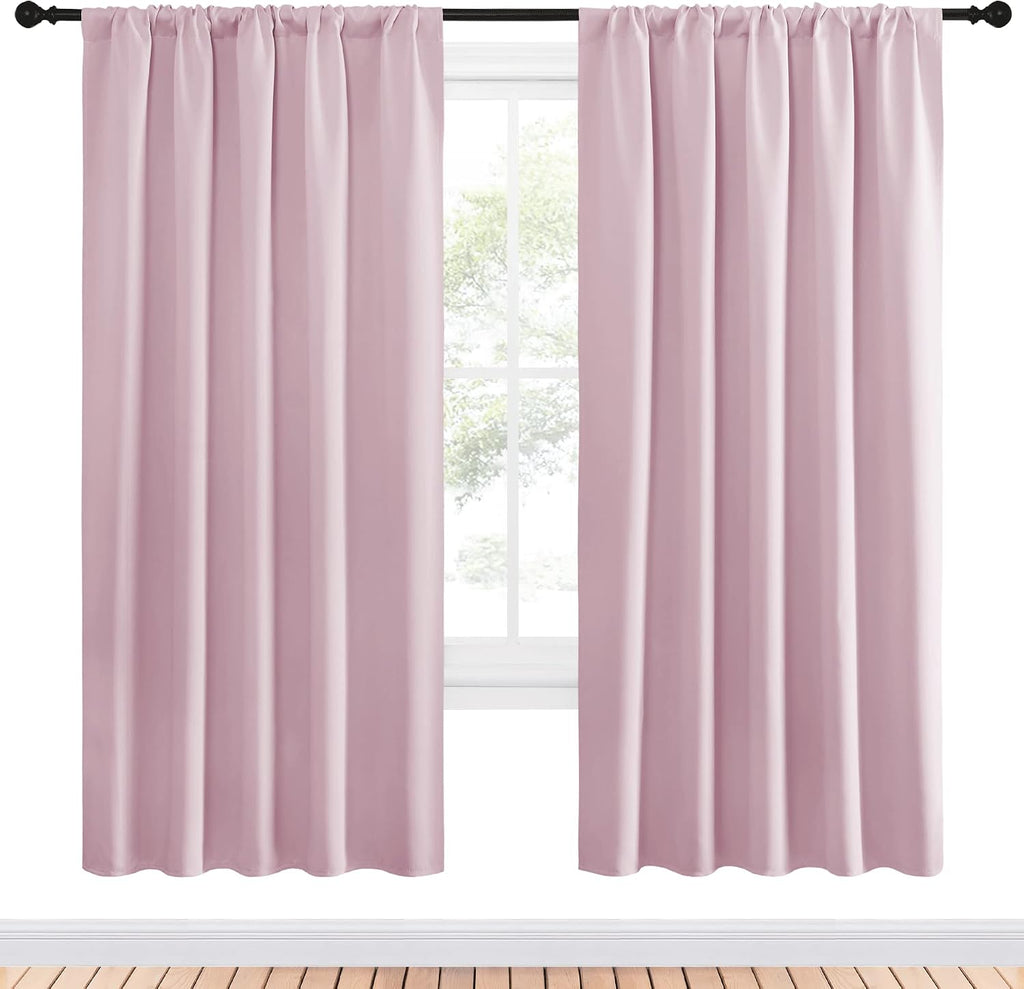 NICETOWN Blackout Curtains for Girls Room - Nursery Essential Thermal Insulated Solid Rod Pocket Top Blackout Drapes (Lavender Pink, 1…