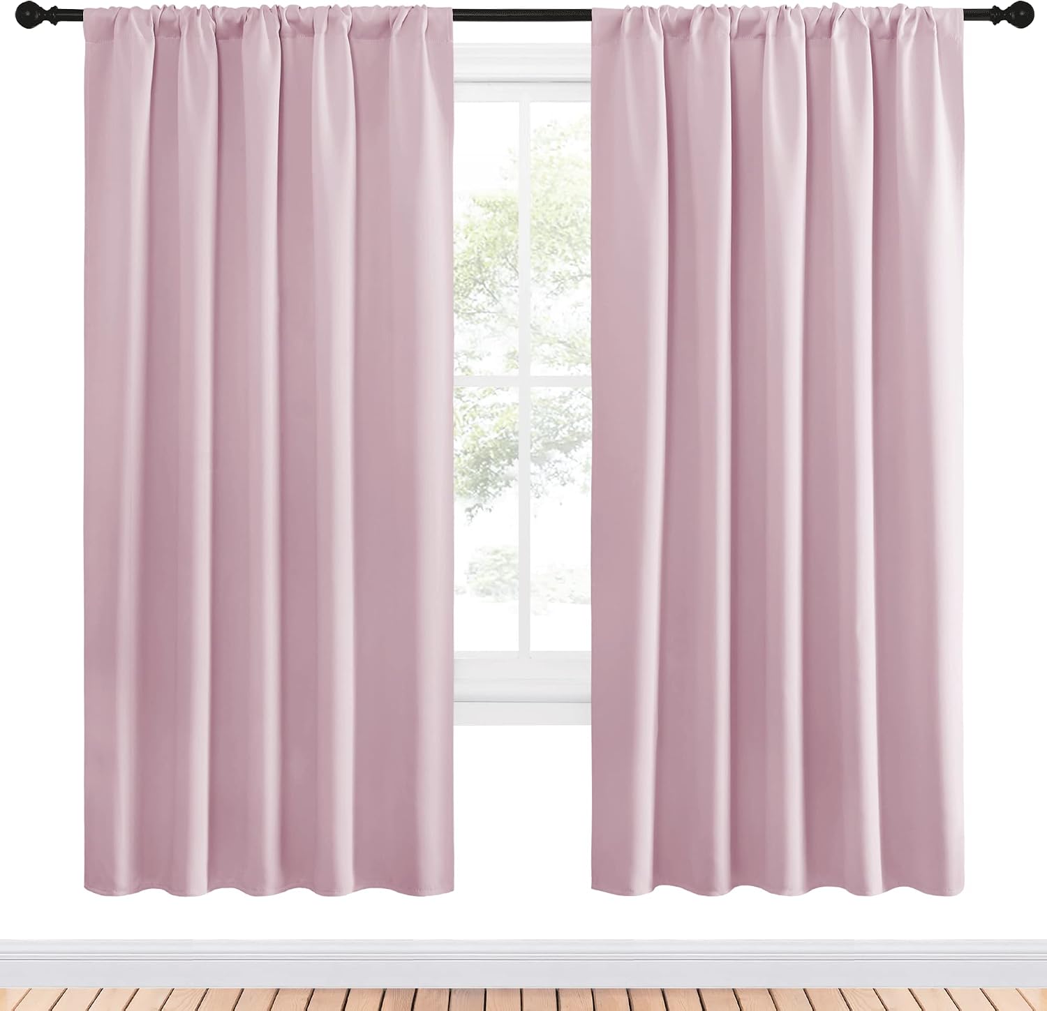 NICETOWN Blackout Curtains for Girls Room - Nursery Essential Thermal Insulated Solid Rod Pocket Top Blackout Drapes (Lavender Pink, 1…