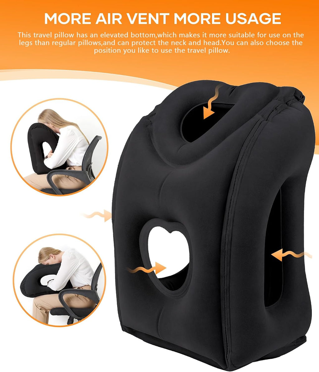 Sunany Travel Pillow, Upgraded Plane Pillow for Long Flights, Inflatable Neck Pillow Used for Airplanes, Cars, Buses, Trains, Office Napping…