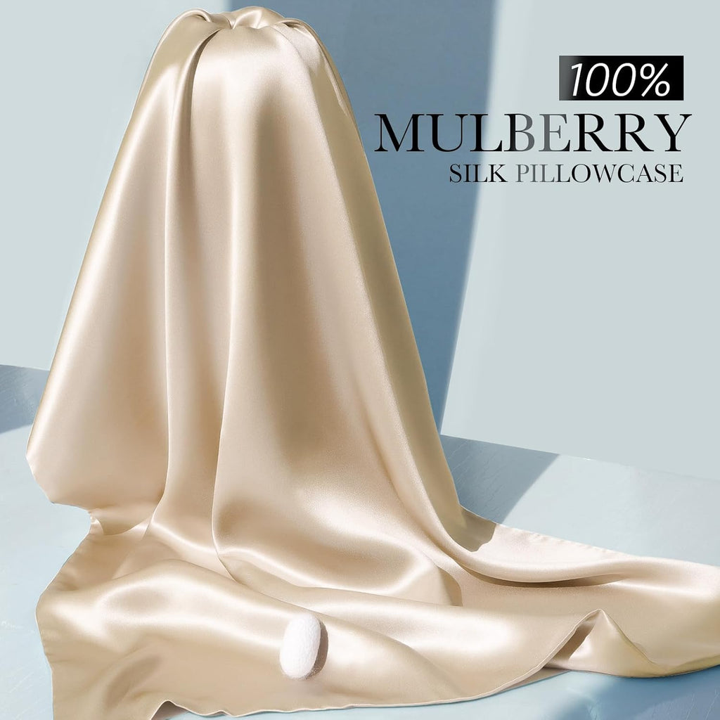 Jjimoo 100% Mulberry Silk Pillowcase for Hair and Skin, 22 Momme Pure Natural Silk Pillow Case Both Sided with Zipper, Pillow Cover for Wom…