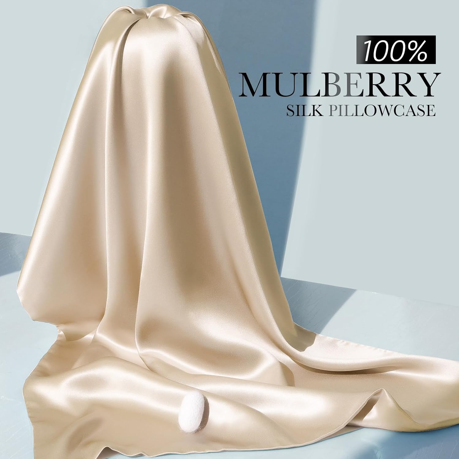 Jjimoo 100% Mulberry Silk Pillowcase for Hair and Skin, 22 Momme Pure Natural Silk Pillow Case Both Sided with Zipper, Pillow Cover for Wom…
