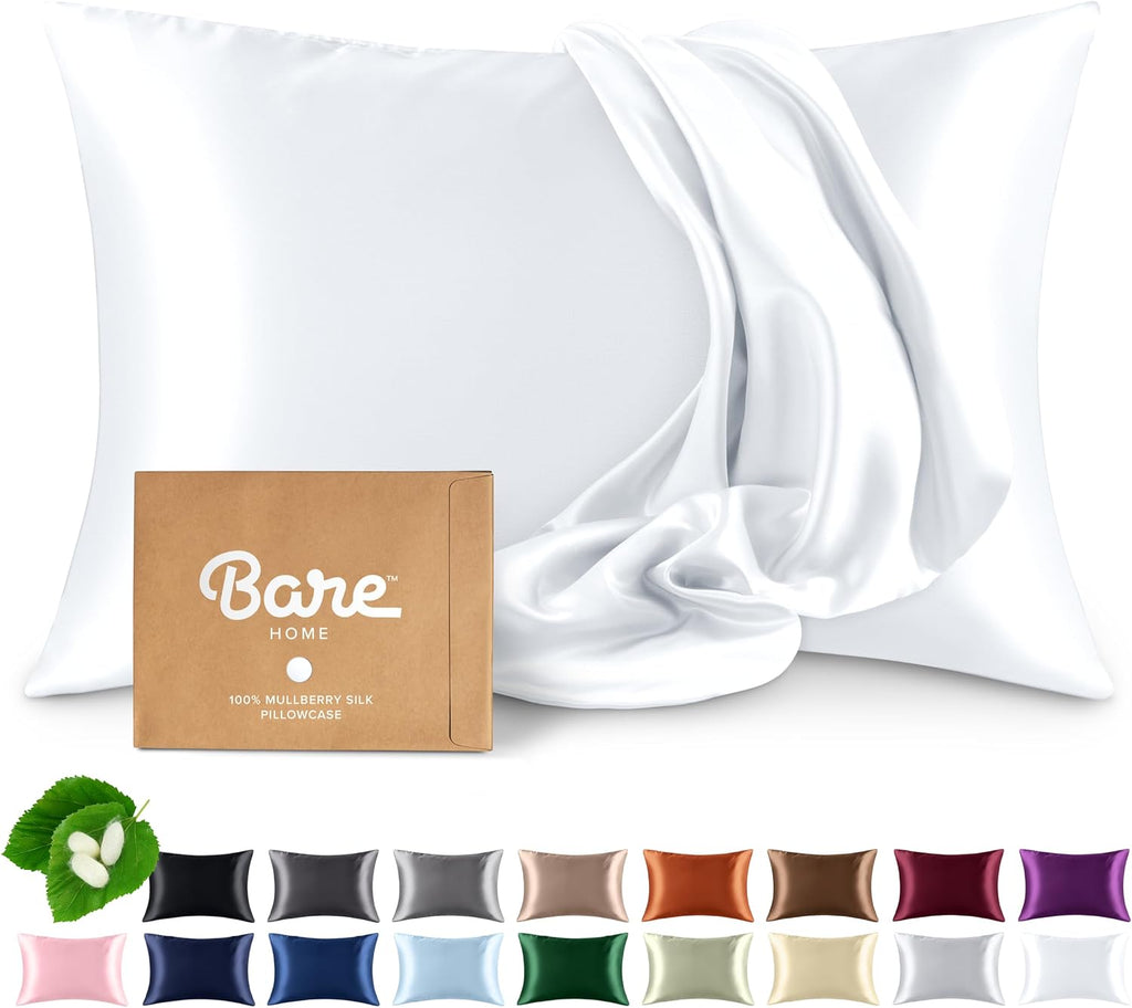BareHome Bare Home 100% Mulberry Silk Pillowcase for Hair and Skin - Ultra 6A Grade 19 Momme Silk Pillow Case - Hidden Zipper - Breathable…
