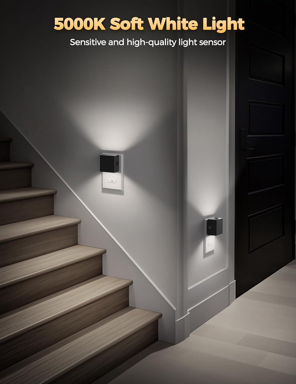 DORESshop LED Night Lights Plug into Wall [4 Pack], Plug in Nightlight, 3 Level Brightness Adjustable Night Light, Dusk to Dawn Sensor…