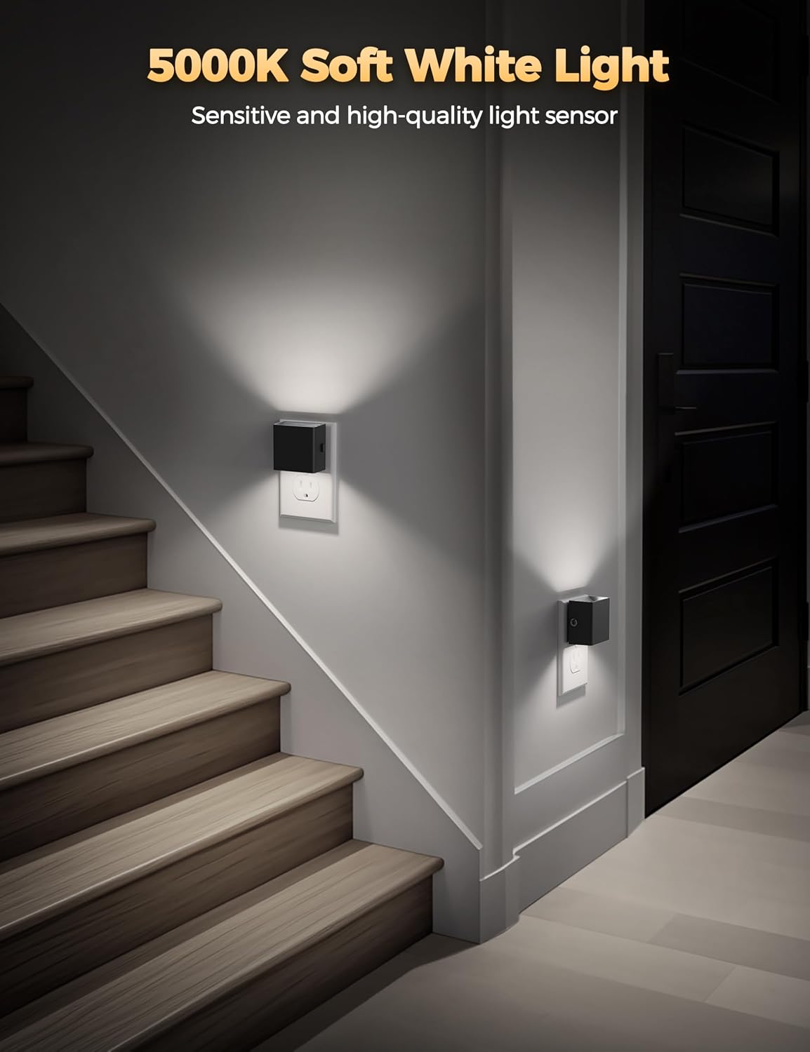 DORESshop LED Night Lights Plug into Wall [2 Pack], Plug in Nightlight, 3 Level Brightness Adjustable Night Light, Dusk to Dawn Sensor…