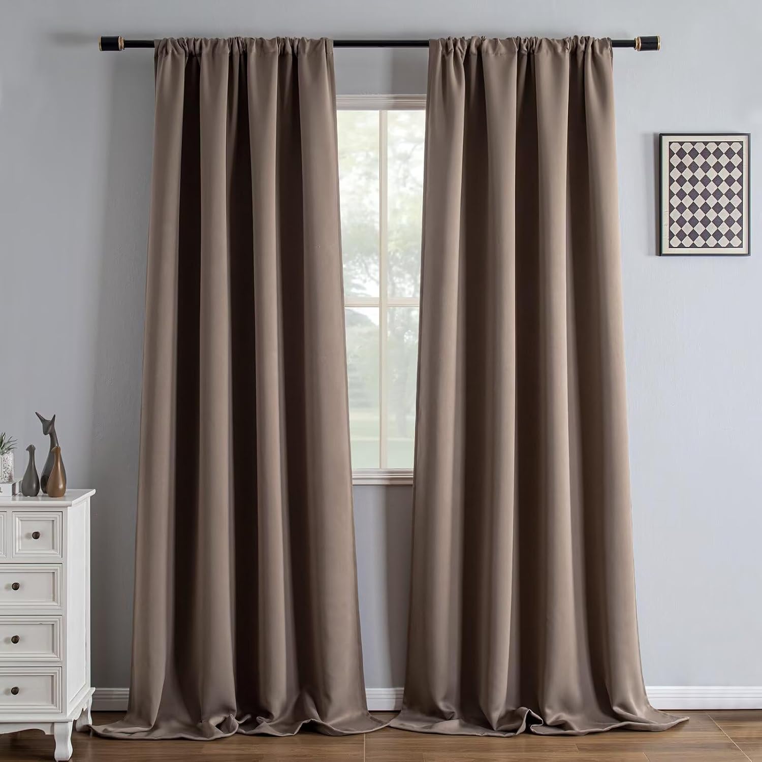 Igemaeve Blackout Curtains 96 Inch Length 2 Panels Set, Black Out Curtains for Bedroom 96 Inch Long, Rod Pocket Energy Saving Room Darkenin…