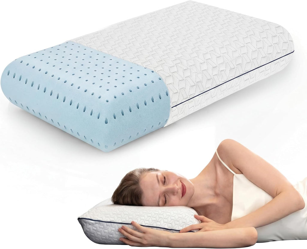 Vaverto Cooling Gel Memory Foam Pillow - 1-Pack - King Size Bed Pillows For Sleeping - Medium-Firm - Back, Stomach and Side Sleeper Pillow…
