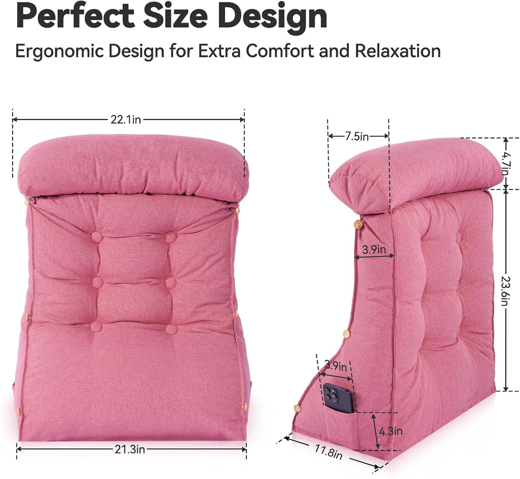 Luisof 23" H Bed Wedge Reading Pillow with Adjustable Headrest, Reading Pillow for Sitting in Bed Couch Adult Backrest Pillow for Neck Back…