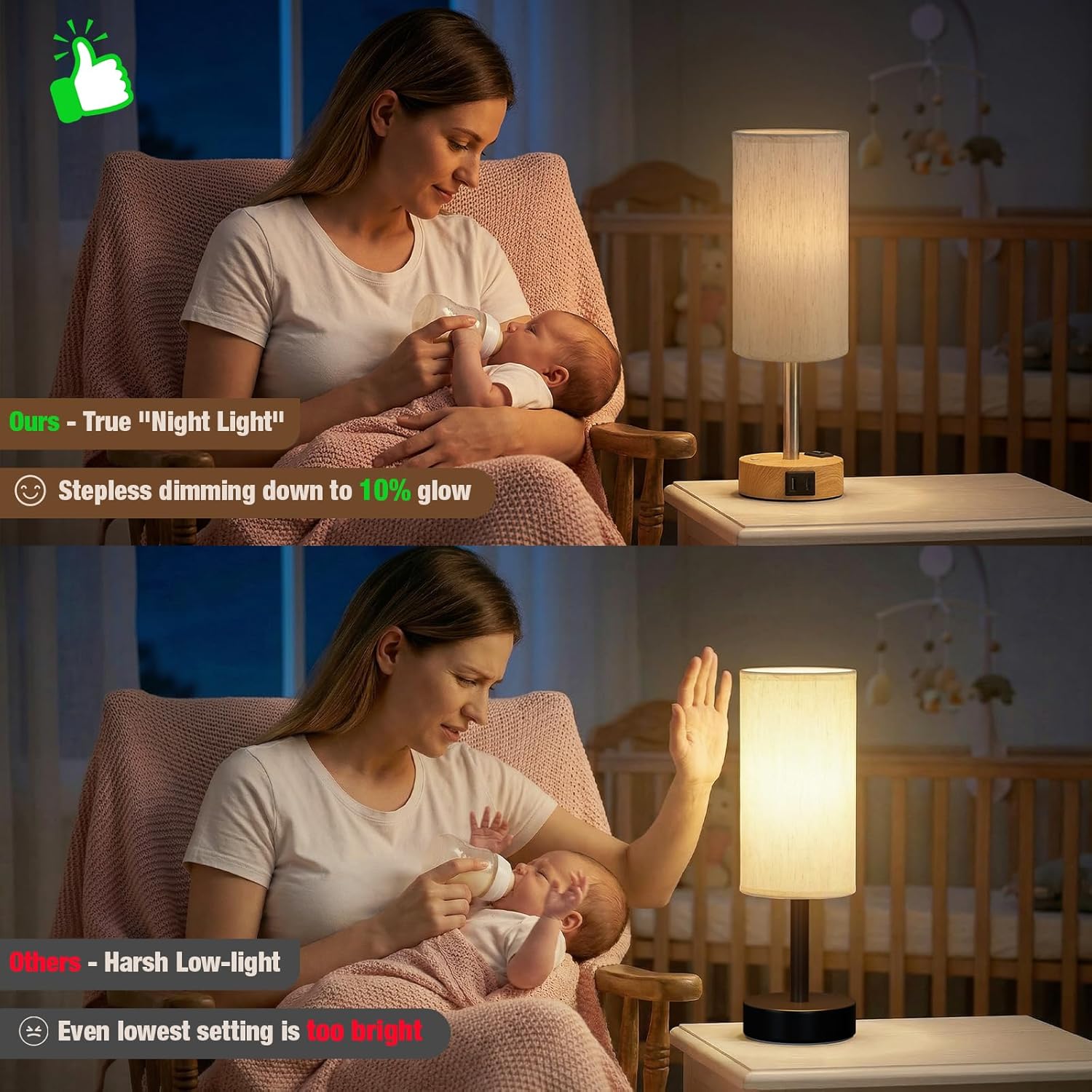 Aooshine Touch Bedside Table Lamp with Memory - Stepless Dimmable Lamp for Bedroom, Small Nightstand Lamp with Dual USB Charging Ports and…