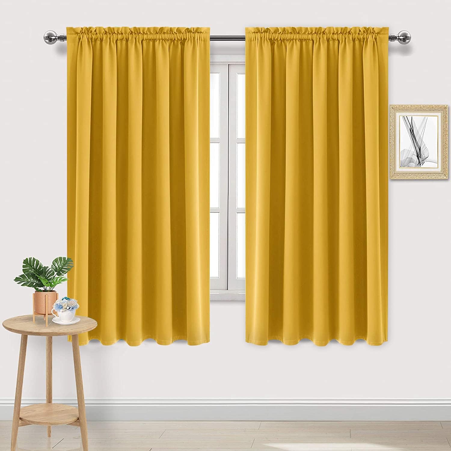 Dwcn Blackout Curtains for Bedroom – Rod Pocket Thermal Insulated Noise Reducing Noise Reducing Drapes for Living Room, W 60 x L 63 Inch, 2…