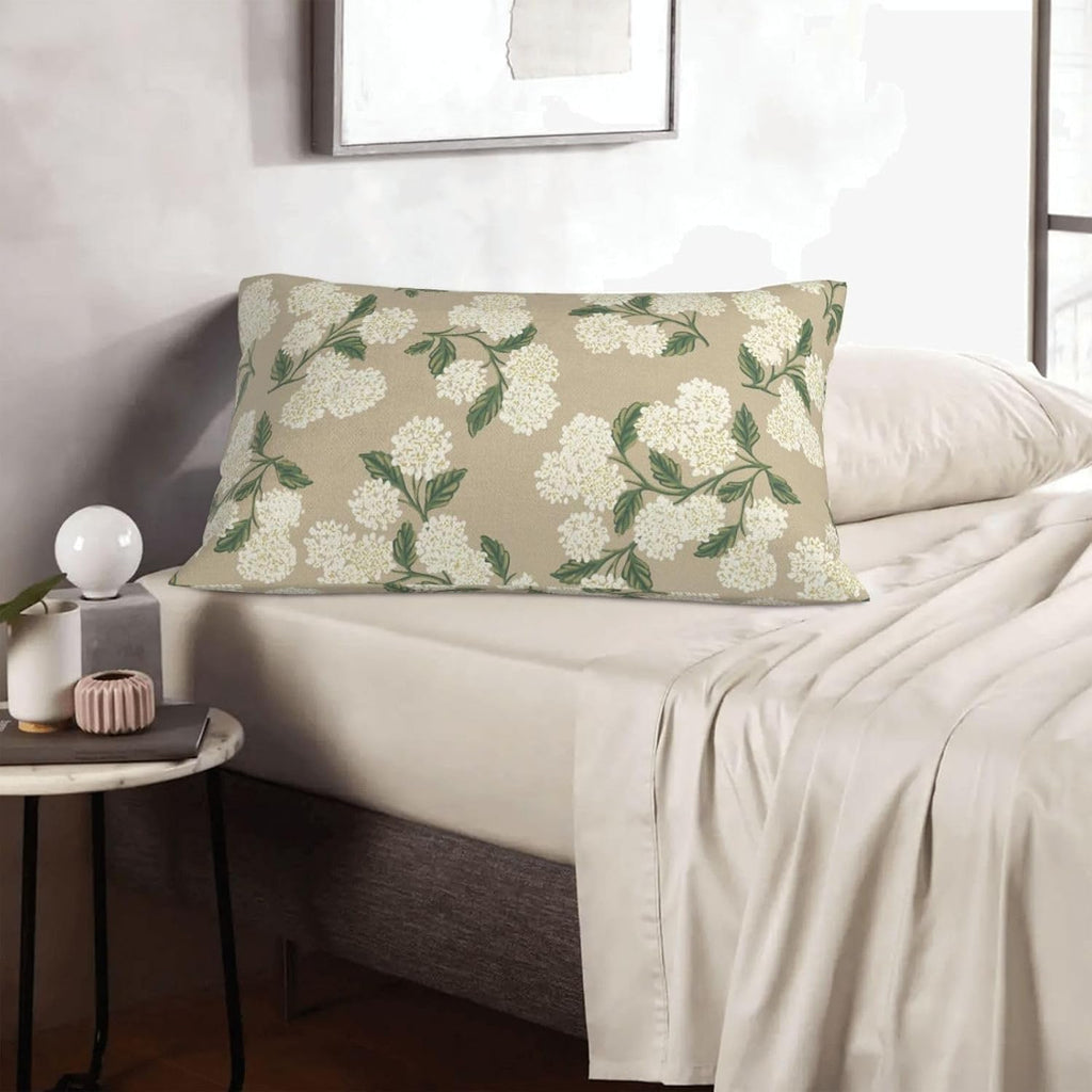 Beige Spring Pillow Covers 12x20 Inch 2 Pcs Khaki Green Hydrangea Flower Decor Throw Pillows Vintage Floral Seasonal Summer Outdoor…