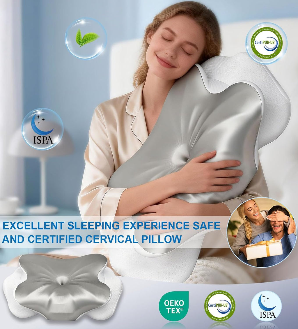FancyHomeFancyLife Neck Cervical Pillow, Side Sleeper Pillow for Neck Pain, Support Ergonomic Contour Silky Smooth Luxury Memory Foam Pillo…