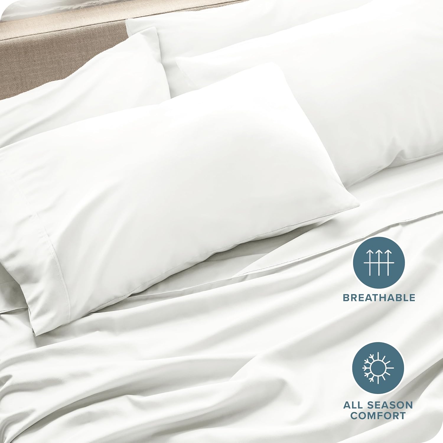 BareHome Bare Home Microfiber Bulk Pillow Cases - Standard/Queen Size Set of 4 - Cooling Pillowcases - Double Brushed - Ivory Pillowcases 4…