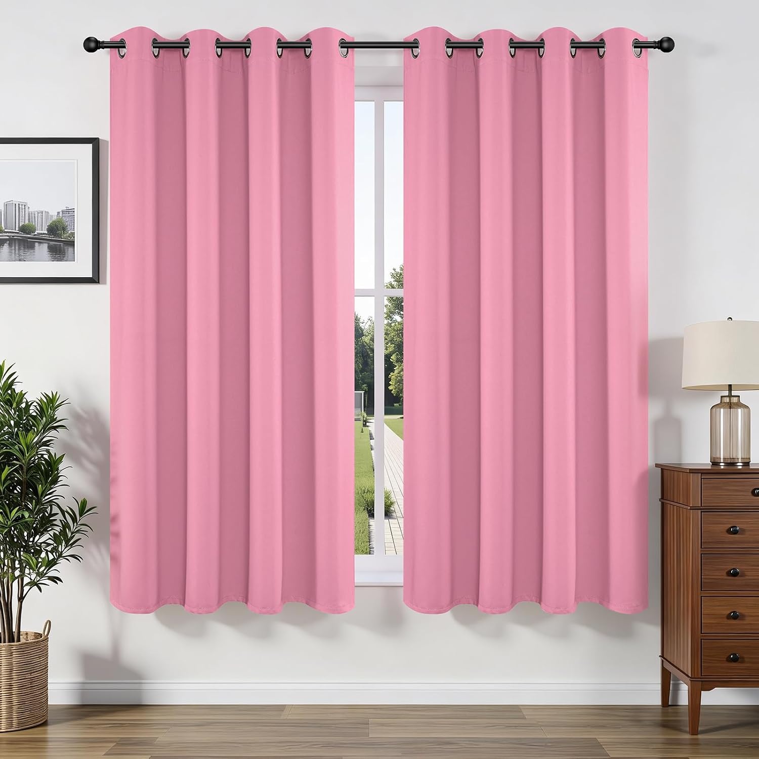 Joydeco Blackout Curtains 63 Inchs Long 52 Wide Black Out Curtains 2 Panels, Thermal Insulated Long Curtain& Drapes Room Darkening Grommet…
