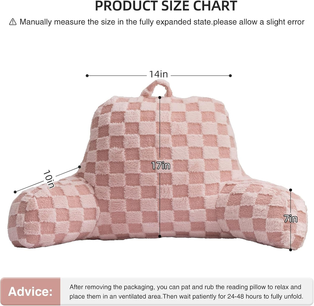 Aimuan Reading Pillow Checkered Bed Rest Wedge Backrest Checkerboard Pillow with Arms Back Support for Sitting Up in Bed Cushion Incline…