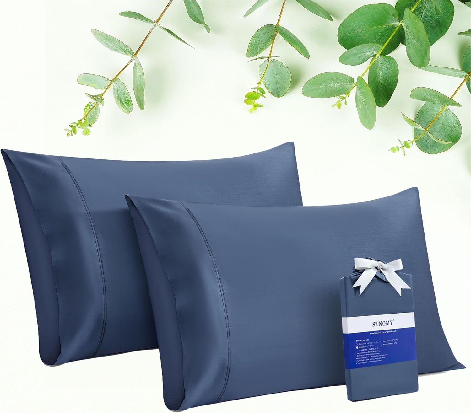 Stnomyhome 100% Eucalyptus Tencel Lyocell Cooling Pillowcase Set of 2, Moisture Wicking, Temperature Regulating, Soft &Smooth Sateen Pillow…