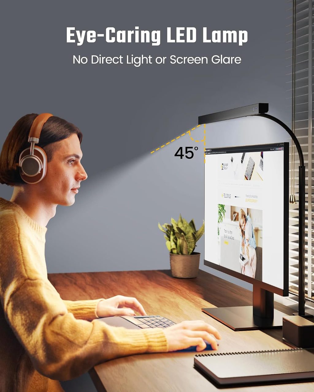 SUPERDANNY LED Desk Lamp for Office Home, Eye-Caring Desk Light with Adjustable Gooseneck, 12W Touch Control Dimmable Brightness…