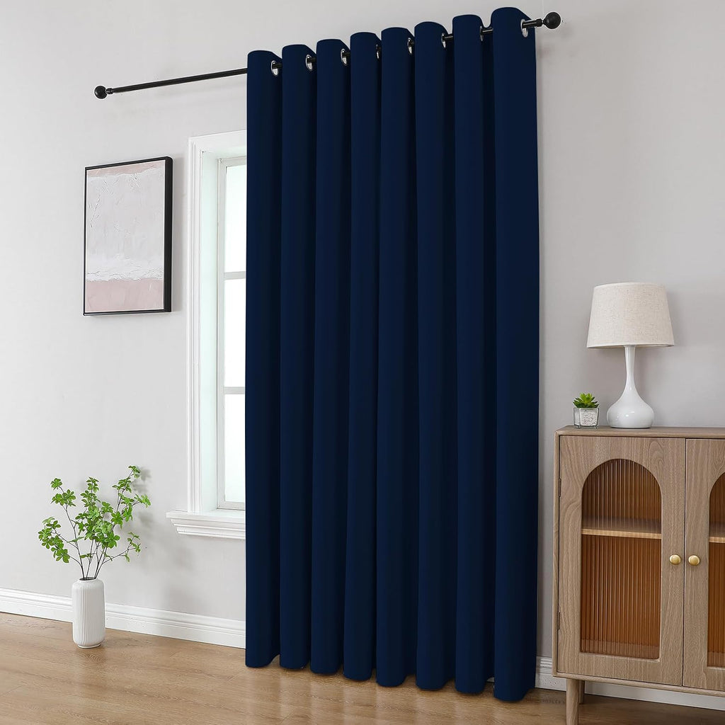 CUCRAF Custom Navy Blue Blackout Curtains 1 Panel Set, Thermal Insulated Grommet Room Darkening Curtain for Living Room Bedroom, Light…
