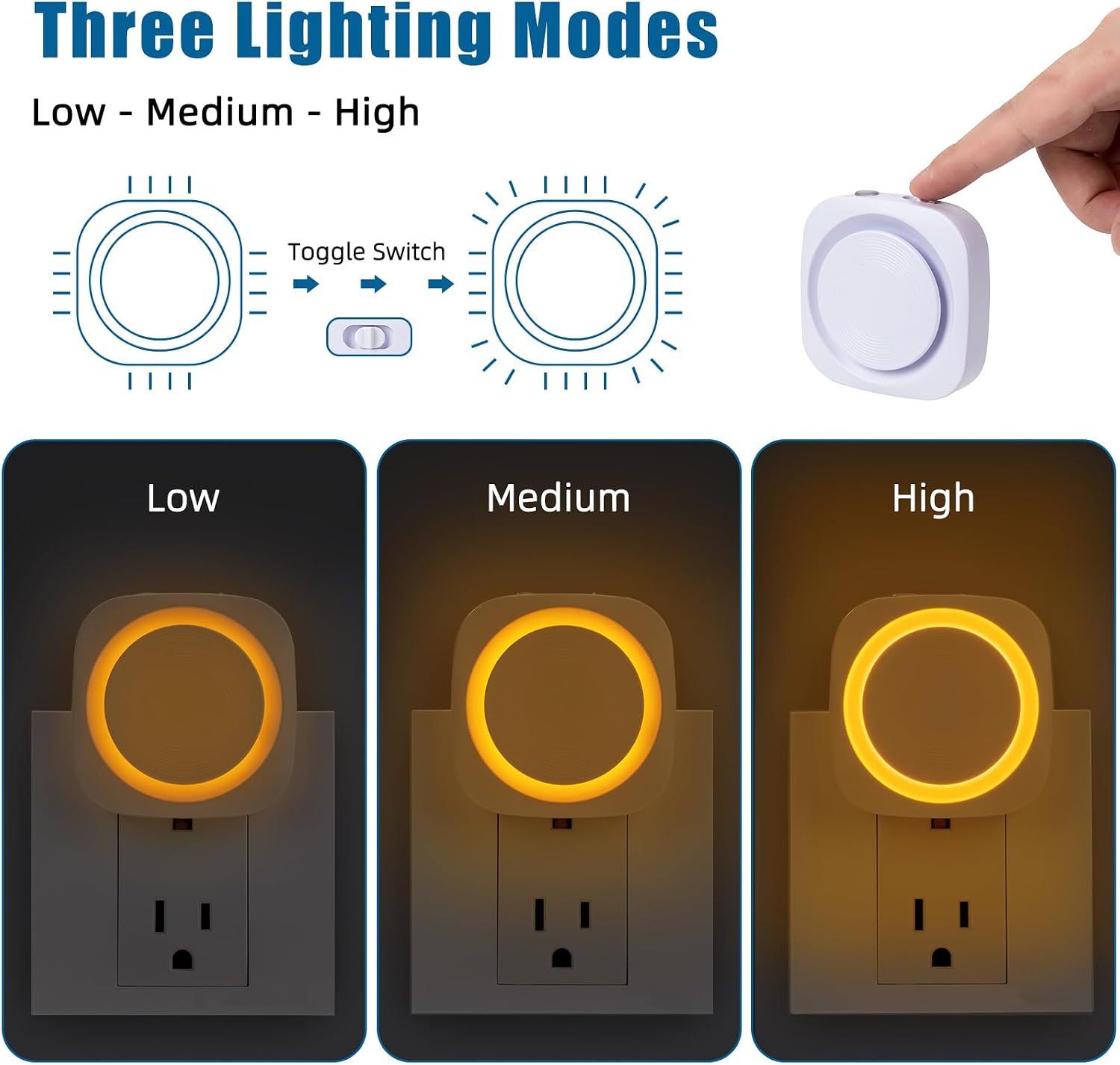 Amber Night Lights Plug into Wall, 4 Packs Dimmable Night Light with Dust to Dawn Sensor, Automatically Turn on and Off, Gentle Glow…
