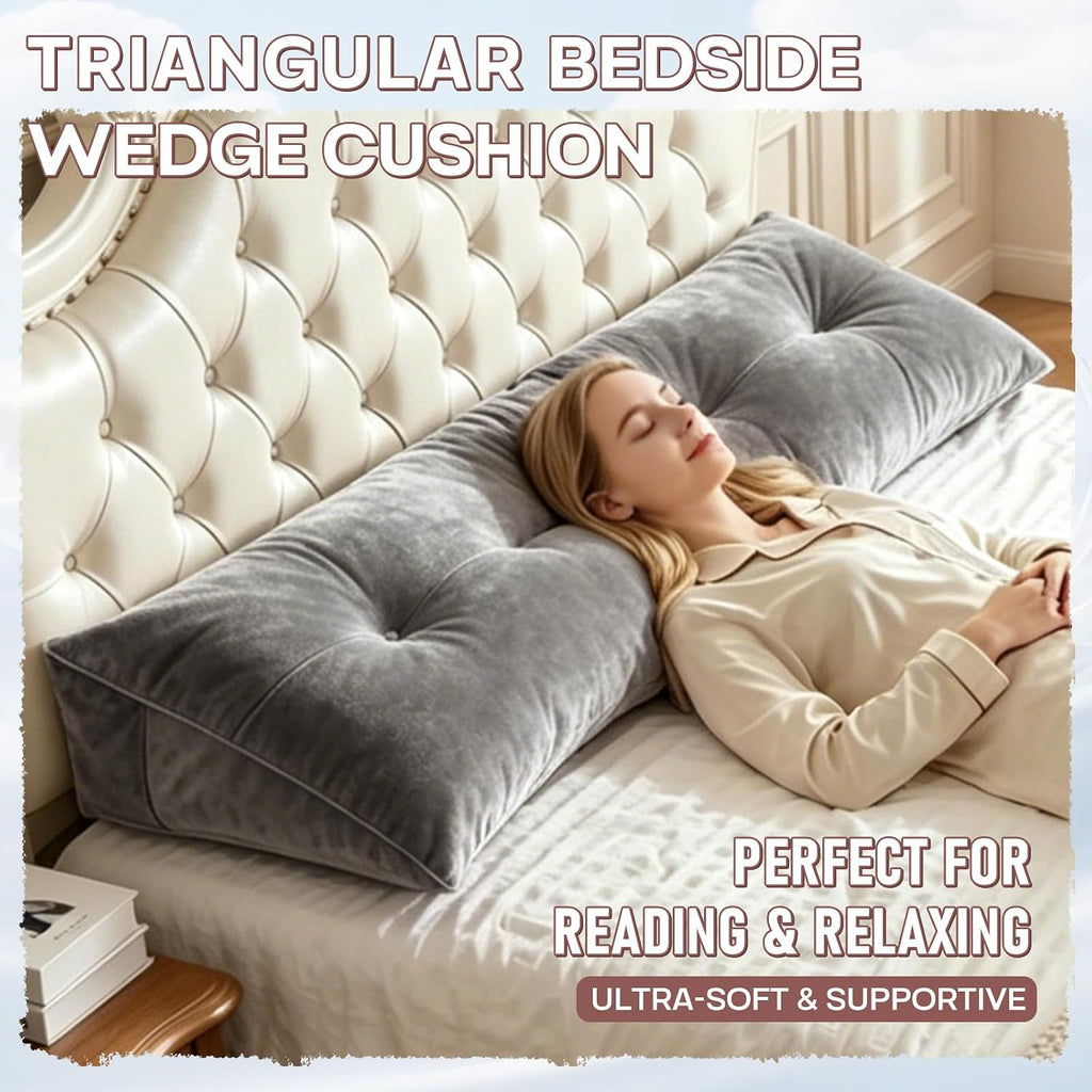 Scnut Headboard Pillow Queen, Triangle Wedge Pillow for Headboard, Ergonomic Backrest Cushion for Reading Sitting Working Removable Crystal…