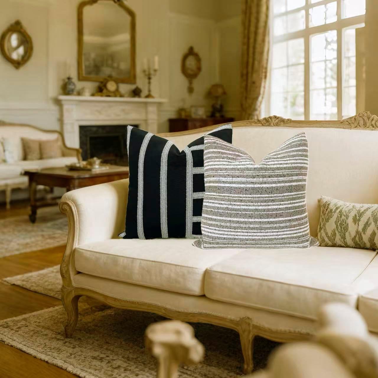 Slow Cow Boho Chenille Textured Woven Stripe Throw Pillow Covers 18x18 Decorative Cushion Cover Striped Square Pillow Cover Pillow Case