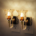 JandCase Night Light, 2 Pack Floral Night Lights Plug into Wall, Glass Flower LED Nightlight, 0-100 LM Dimmable Nightlights with Light…