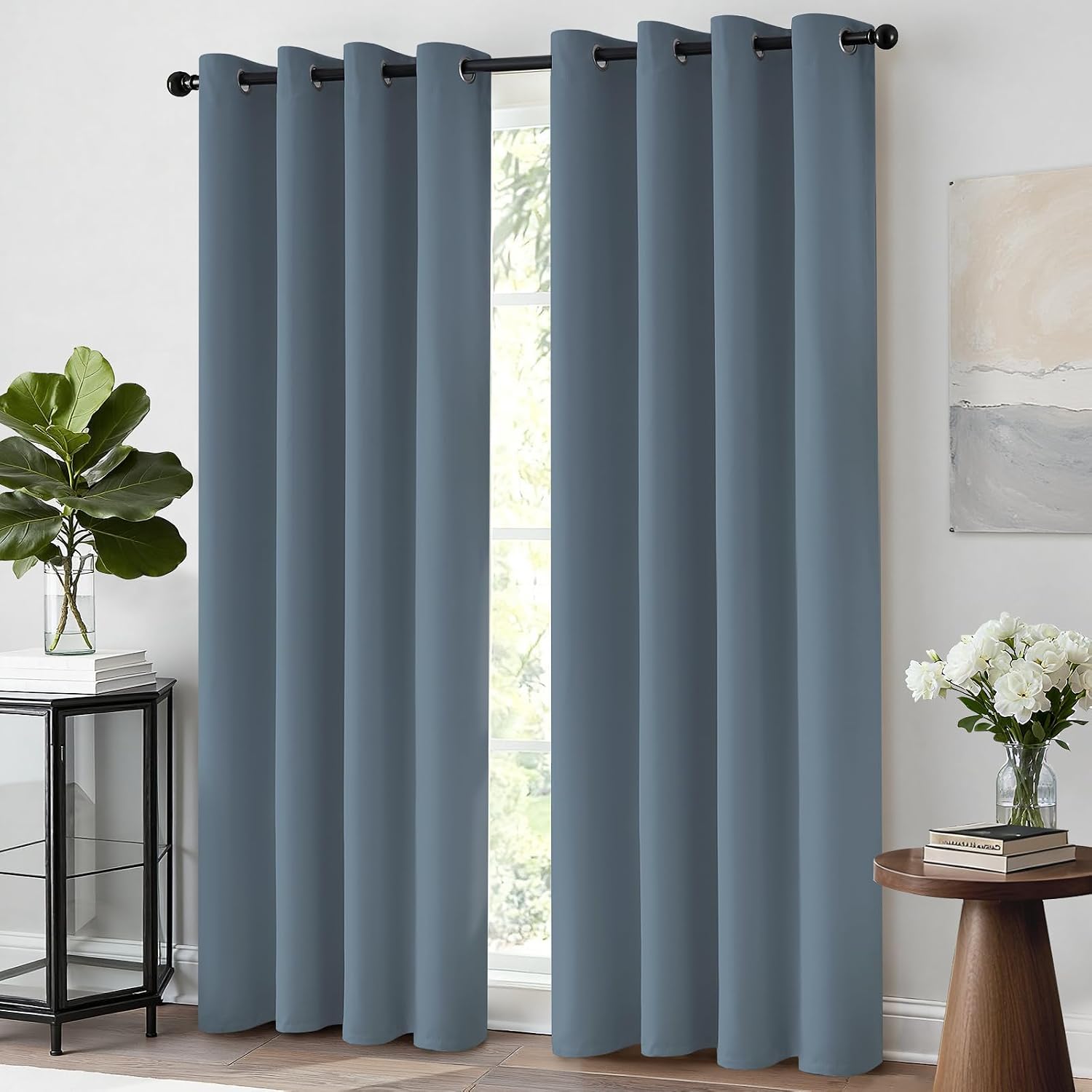 Yakamok Light Blocking Room Darkening Thermal Curtain Panels Blackout Curtains Solid Grommet Top Window Drapes/Panels for Bedroom/Living…