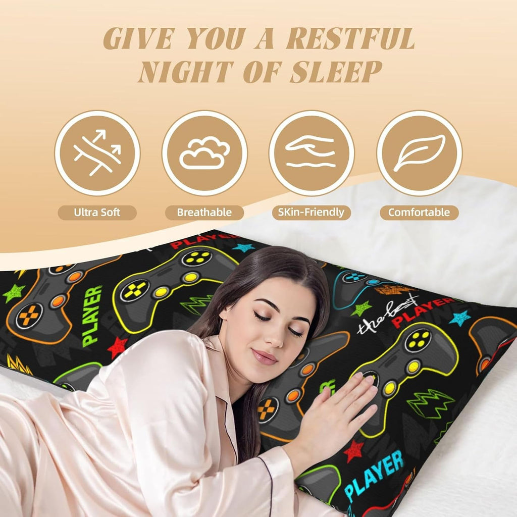 Sovvin Video Game Controller Background Body Pillow Cover Gaming Gamer Theme Long Pillow Case with Zipper Decorative Soft Cushion Be…