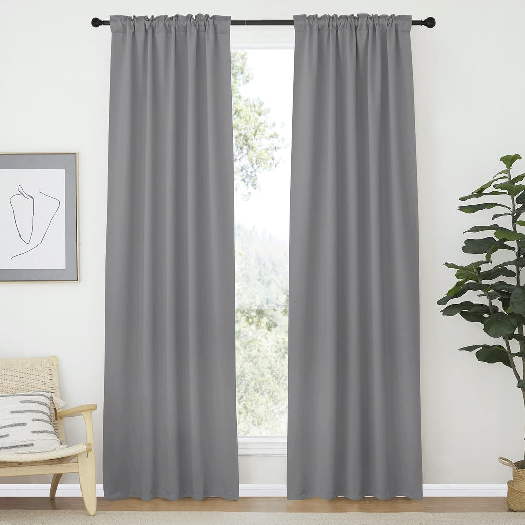Nicetown Living Room Darkening Curtains - (Silver Grey Color) W42 x L70, Set of 2, Home Decor Room Darkening Thermal Insulated Drapery Pane…